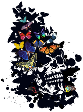Charger l'image dans la galerie, Homme T-Shirt skull Tête de mort crâne papillons ailes fanciful