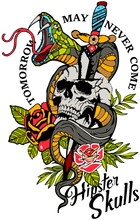 Charger l'image dans la galerie, Homme T-shirt tete de mort tattoo old school dague serpent tomorrow may never come