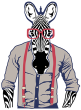 Charger l'image dans la galerie, Homme T-Shirt hipster zèbre à lunette et chemise bretelle (6633829531827)