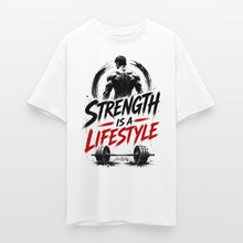 Charger l'image dans la galerie, T-shirt phrase motivation Strength is a lifestyle - blanc
