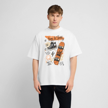 Charger l'image dans la galerie, T-Shirt Skateur homme Oversize Blanc – Design Born to skate - blanc
