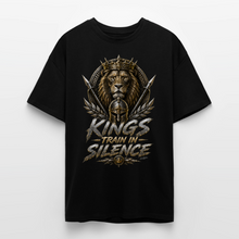 Charger l'image dans la galerie, T-shirt phrase motivation Kings train in silence - noir
