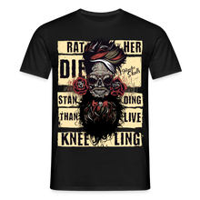 Charger l'image dans la galerie, T-shirt Tête de mort Homme Hipster Rather Die - noir
