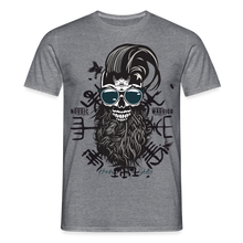 Charger l'image dans la galerie, T-shirt Tête de mort Homme Hipster Nordic Warrior - graphite chiné
