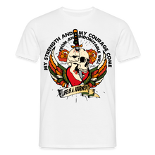 Charger l'image dans la galerie, T-shirt Tattoo old school Homme My strenght and my courage - blanc
