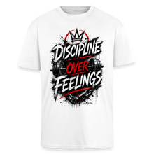 Charger l'image dans la galerie, T-shirt musculation discipline over fellings unisexe oversize épais - blanc
