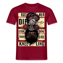 Charger l'image dans la galerie, T-shirt Tête de mort Homme Hipster Rather Die - rouge brique
