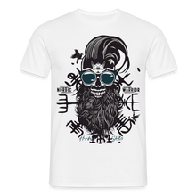 Charger l'image dans la galerie, T-shirt Tête de mort Homme Hipster Nordic Warrior - blanc
