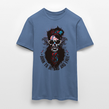 Charger l'image dans la galerie, T-shirt Tête de mort Homme Born to be bad - bleu pigeon 
