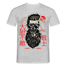 Charger l'image dans la galerie, T-shirt Tête de mort Homme Fearless Warrior - gris chiné
