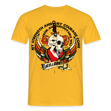 Charger l'image dans la galerie, T-shirt Tattoo old school Homme My strenght and my courage - jaune

