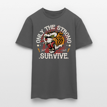 Charger l'image dans la galerie, T-shirt Tattoo old school Homme Tigre - Only the strong survive - charbon
