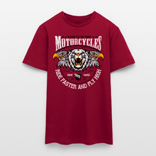 Charger l'image dans la galerie, T-shirt Homme Motorcycle Born to be free - rouge brique
