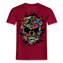 Charger l'image dans la galerie, T-shirt Tête de mort Homme Crâne au papillons noirs - rouge brique
