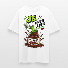 Charger l'image dans la galerie, T-shirt Musculation Humour – Je Respecte la Diète… Brocoli &amp; Chocolat - blanc
