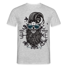 Charger l'image dans la galerie, T-shirt Tête de mort Homme Hipster Nordic Warrior - gris chiné
