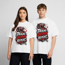 Charger l'image dans la galerie, T-Shirts Musculation Train Destroy Repeat serpent - blanc
