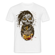 Charger l'image dans la galerie, T-shirt Tête de mort Homme Life makes different - blanc
