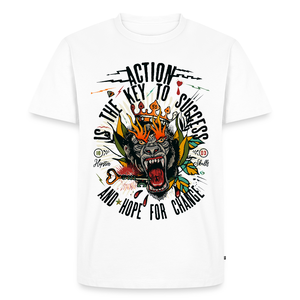 T-shirt Homme Gorille Tattoo action - blanc