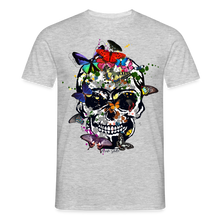 Charger l'image dans la galerie, T-shirt Tête de mort Homme Crane papillons - gris chiné
