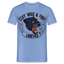 Charger l'image dans la galerie, T-shirt Tattoo old school Homme Stay wild and free panther - carolina blue

