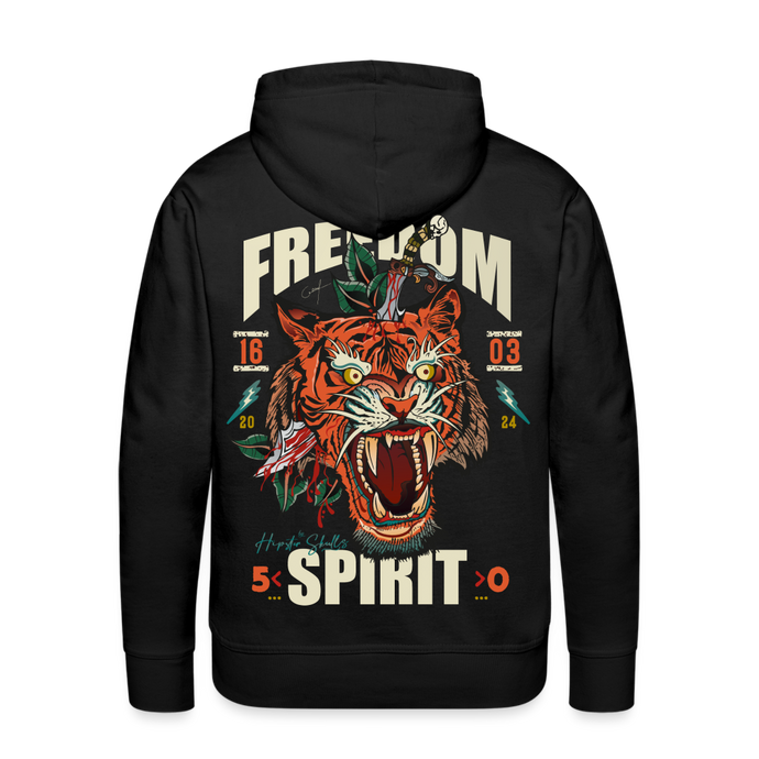 Sweat-shirt à capuche hommes Freedom spirit tiger - noir