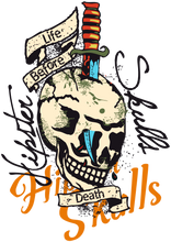 Charger l&#39;image dans la galerie, Homme T-Shirt old school tete de mort dague crane life death before
