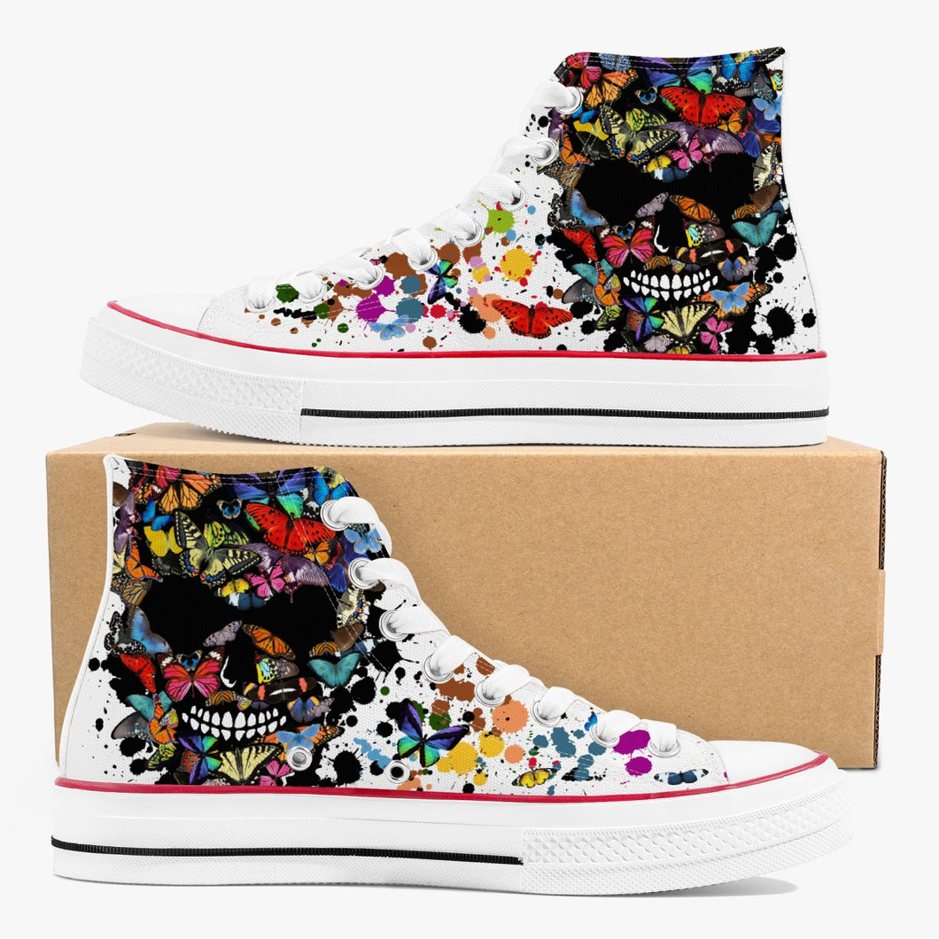 Chaussures montantes en toile butterfly skull