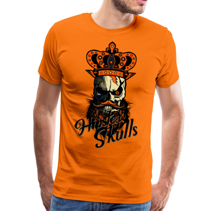 Homme T-Shirt hipster skull Tête de mort à barbe crâne barbu couronne du roi - orange (6587822637235)