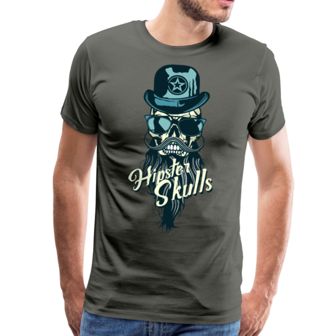 Homme T-Shirt hipster skull barbe Tête de mort à moustache crâne elegant - asphalt (6608460251315)