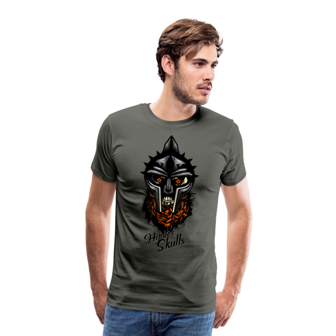 Homme T-Shirt Tête de mort barbe hipster skull casque crâne gladiator - asphalt (6610324586675)