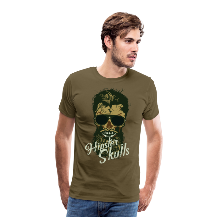 Homme T-Shirt hipster skull barbu Tête de mort moustachu crâne gouverneur - khaki (6610853757107)