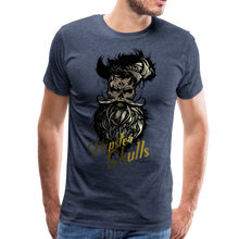 Charger l&#39;image dans la galerie, Homme T-Shirt Tête de mort hipster skull barbe et moustache crâne stars exa - heather blue (6612038877363)
