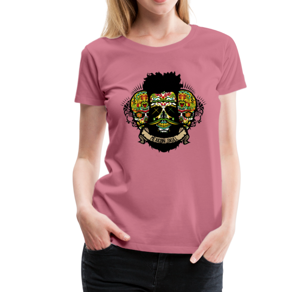 Femme T Shirt T te de mort mexicaine hipster skull cr ne barbu moustachu irr sistible