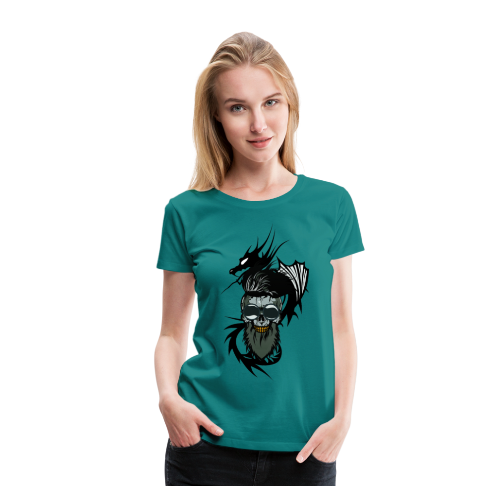 Femme T-Shirt Tête de mort dragon tribal crâne hipster skull demon - diva blue (6621445718195)