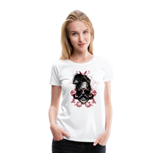 Charger l&#39;image dans la galerie, Femme T-Shirt Tête de mort hipster skull crâne moustache lunettes ronde artistic - white (6627057434803)
