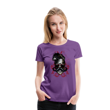 Charger l&#39;image dans la galerie, Femme T-Shirt Tête de mort hipster skull crâne moustache lunettes ronde artistic - purple (6627057434803)
