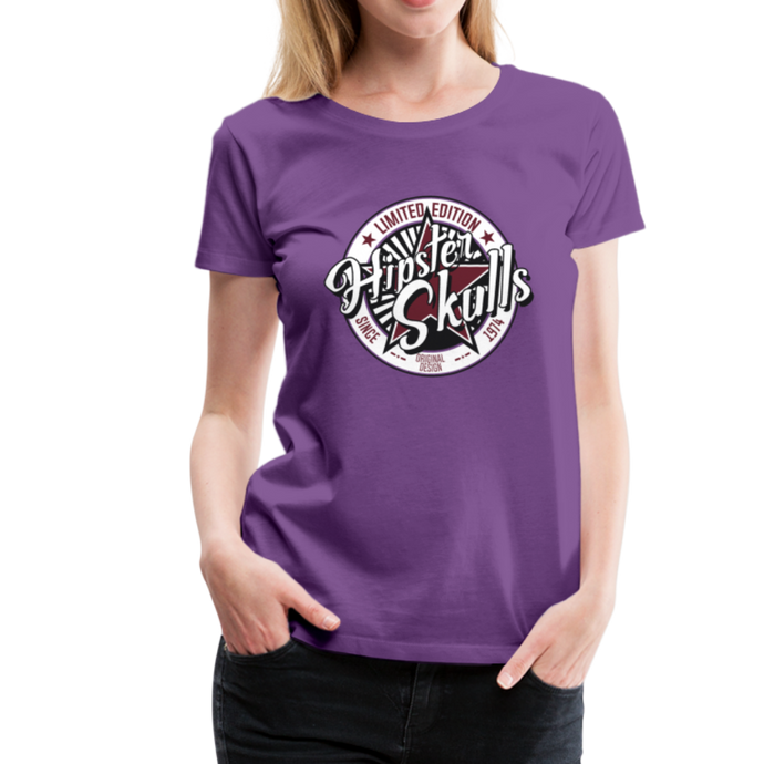 Femme T-Shirt logo hipster skulls vintage étoile 1974 - purple (6627061924019)