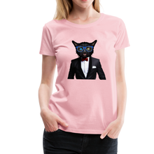 Charger l&#39;image dans la galerie, Femme T-Shirt hipster Tête de chat avec costume noeud papillon - rose shadow (6629289459891)
