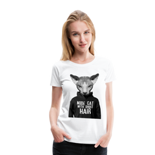 Charger l&#39;image dans la galerie, Femme T-Shirt Hipster chat nude cat with short hair - white (6629297488051)
