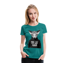 Charger l&#39;image dans la galerie, Femme T-Shirt Hipster chat nude cat with short hair - diva blue (6629297488051)
