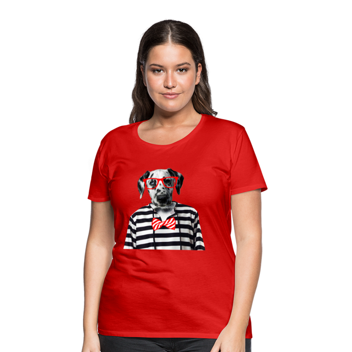 Femme T-Shirt Hipster Dalmatien chien noeud papillon chic - red (6629308956851)