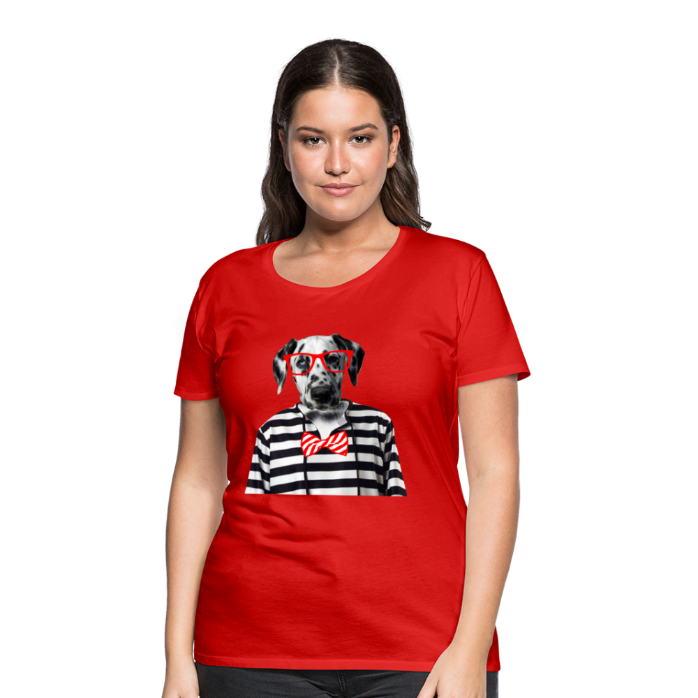 Femme T-Shirt Hipster Dalmatien chien noeud papillon chic - red (6629308956851)