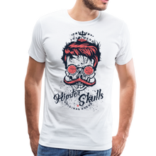 Charger l&#39;image dans la galerie, Homme T-Shirt hipster skull Tête de mort moustache crâne lunette ronde sophisme - blanc (6642122227891)
