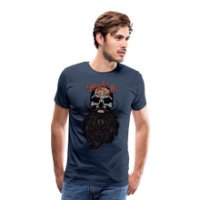 Charger l&#39;image dans la galerie, Homme T-Shirt Tête de mort hipster skull crâne barbu et moustachu warlike - bleu marine (6683127185587)
