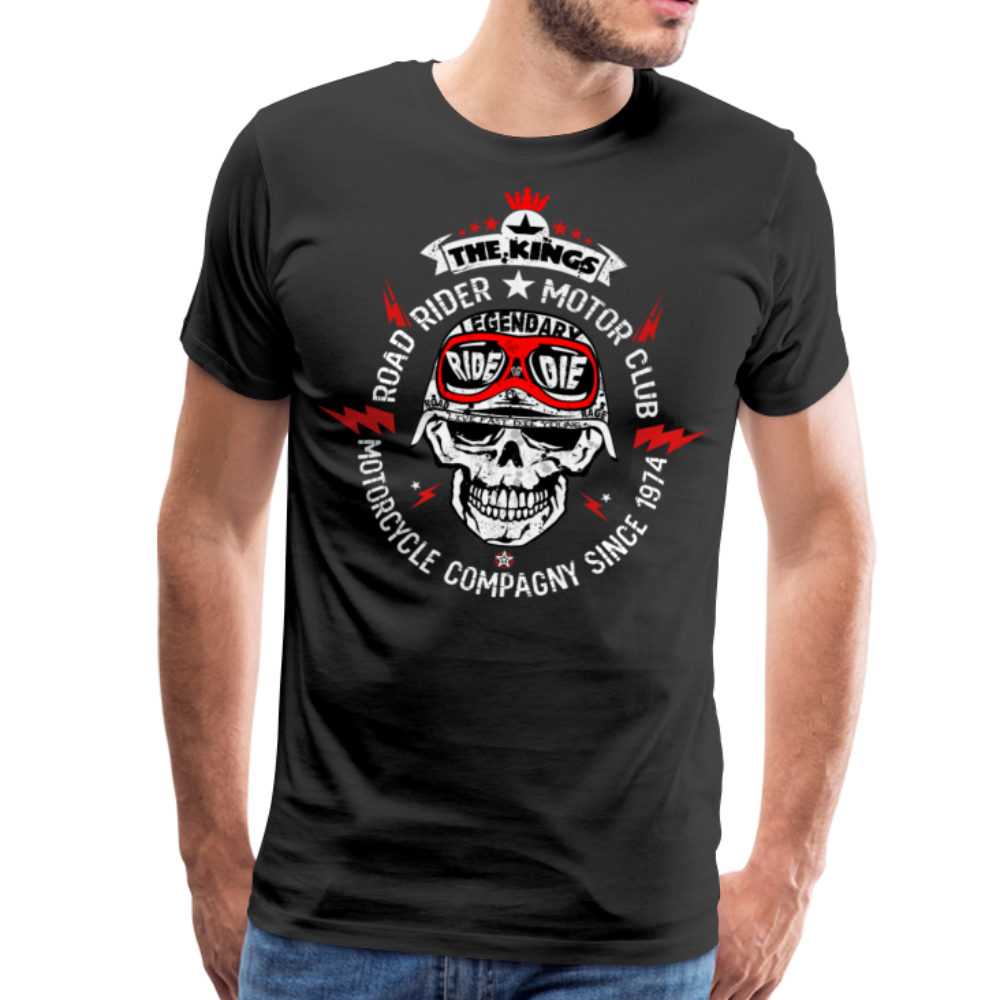 Homme T-Shirt Tête de mort Motorcycle crâne skull road rider kings - noir (6708184383667)