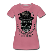 Charger l&#39;image dans la galerie, Femme T-Shirt hipster skull Tête de mort crâne moustache chapeau melon keep - mauve
