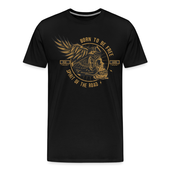 T-shirt Homme Motorcycle Vintage Born to be free - noir
