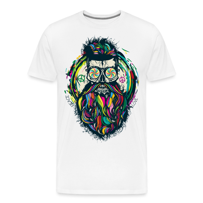 T-shirt Homme Tête de mort Hipster Peace - blanc