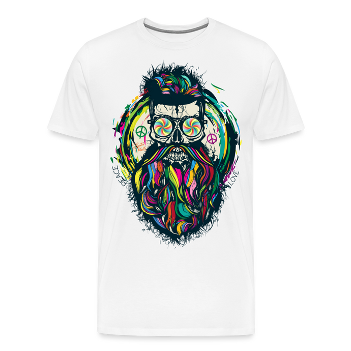 T-shirt Homme Hipster Skulls Peace - blanc